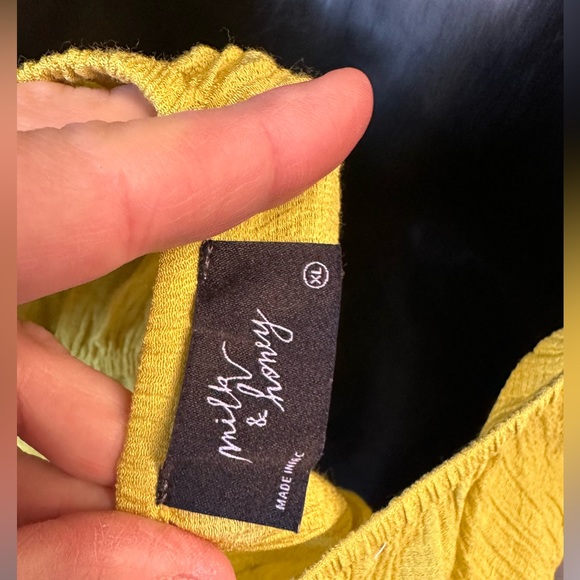 Milk & honey women's linen halter top chartruese Anthropologie crochet boho exc - Picture 4 of 6